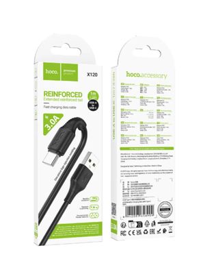 Cable HOCO X120 Carga Rápida Tipo C Black USB-A a USB-C 1 metros