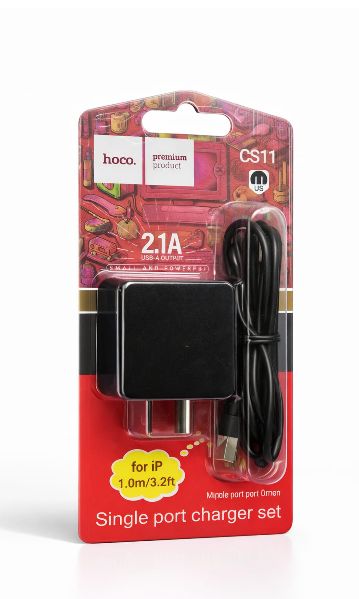 Adaptador de Corriente para Celular HOCO CS11 Negro USB a Lightning