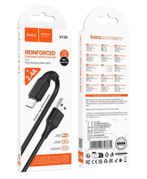 Cable HOCO X120 Carga Rápida USB-A a Micro-USB 1 metros Negro