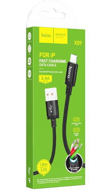 Cable USB a Lightning HOCO X89 trenzado Carga Rapida PD20W negro