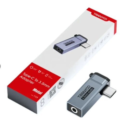 Adaptador Tipo C a Jack 3.5mm TRANYOO T-E20 Gris