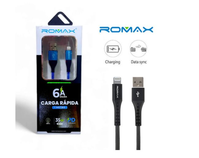Cable Romax Lightning A Usb De 1.2 Metros (6A)