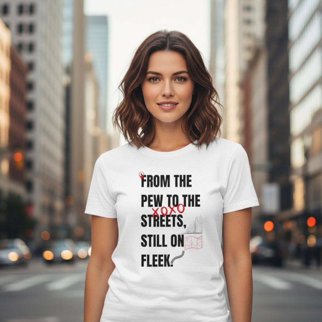 From the Pew to the Streets, Still on Fleek Unisex Graphic Tee