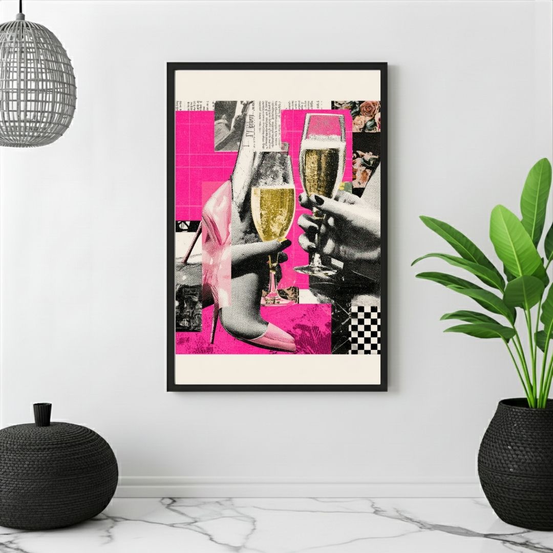 PRINTABLE WALL ART – CHAMPAGNE PATCHWORK GLASS UP