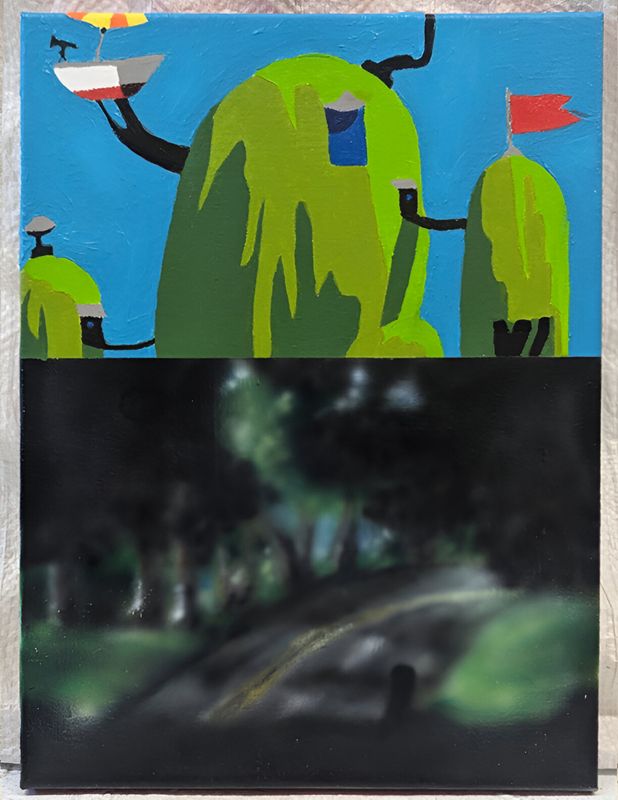 Best friend wanted; Alexa play treehouse by Alex G and then we'll watch adventure time, original painting, 2025