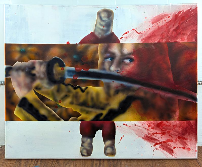 Pumpkin carving is dangerous; I cut my thumb in the trenches, original painting, 2025