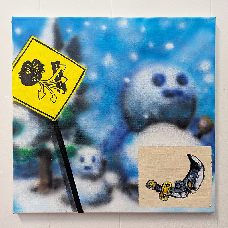 The winter feels like blades on my naked ears, original painting 2026