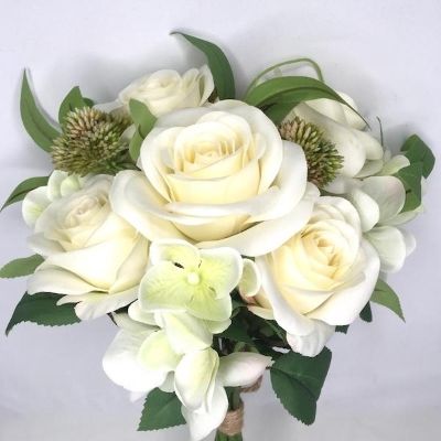 Ivory Rose &amp; Foliage Bouquet 37cm