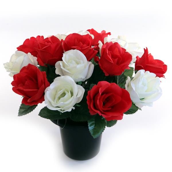 Rose Cemetry Pot Ivory Red