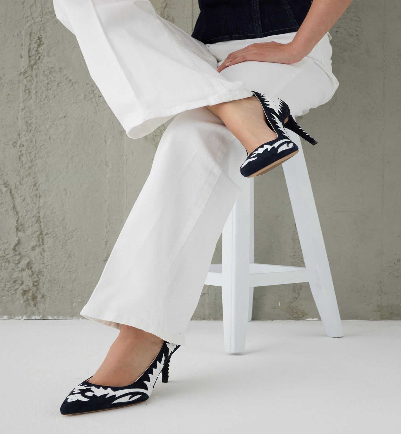 LEAF LACIVERT SUIT STILETTO