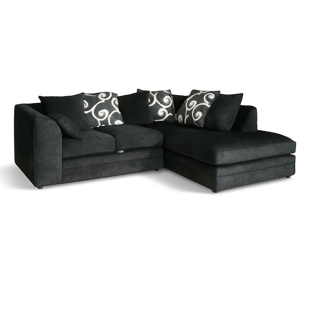 Alisa black 4 seater L shape corner sofa
