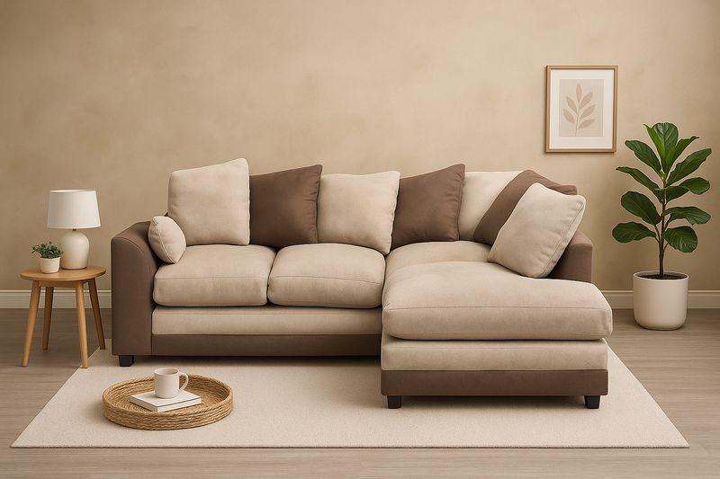 Aruba Dylan chenille fabric corner sofa- Left Arm