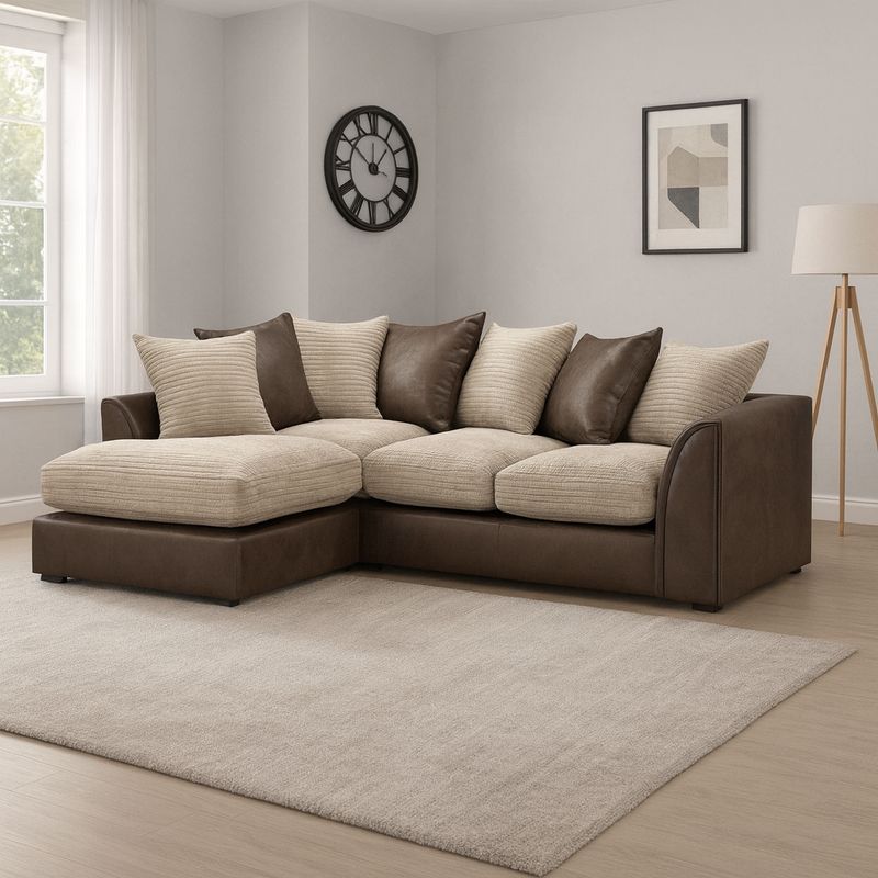 Dylan Jumbo Cord L Shape 4 seater Left Corner Sofa
