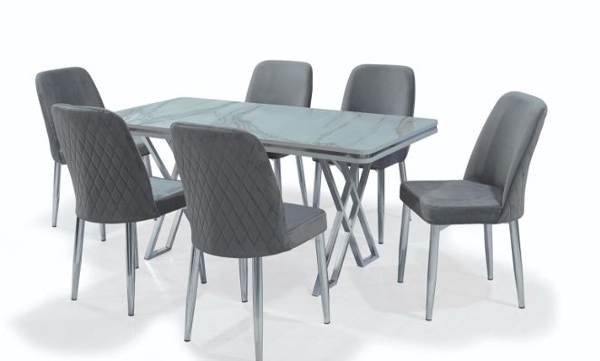 Calcutta High Gloss Table + 6