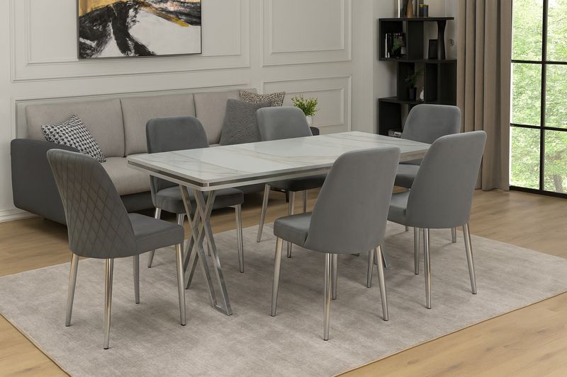 Calcutta High Gloss Table + 6