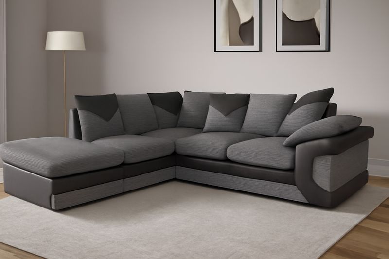 Dino Jumbo Cord Left Hand Corner Sofa with detachable footstool