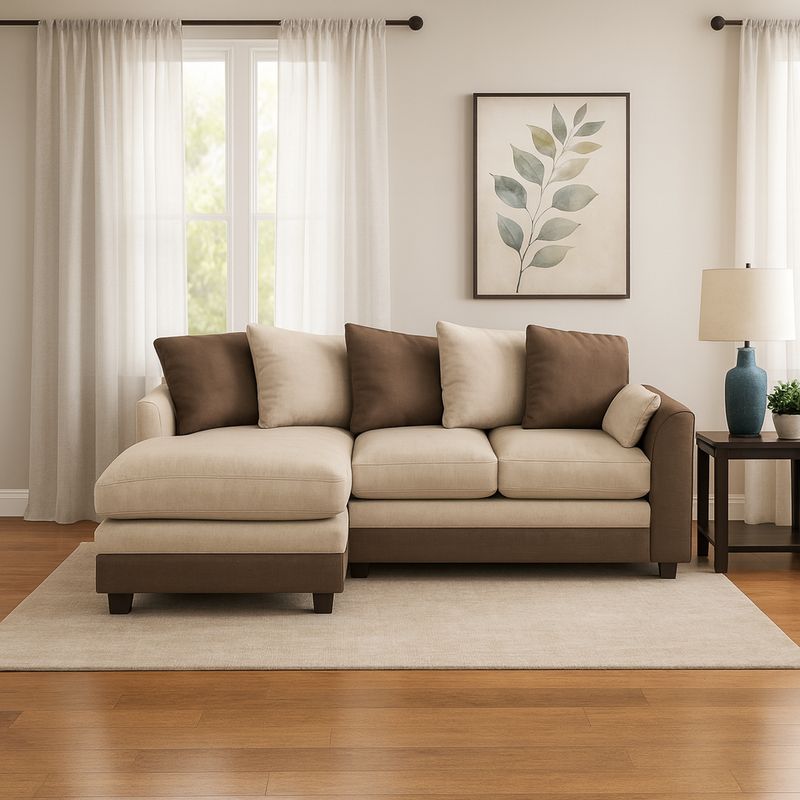 Aruba Dylan chenille fabric corner sofa- Right Arm