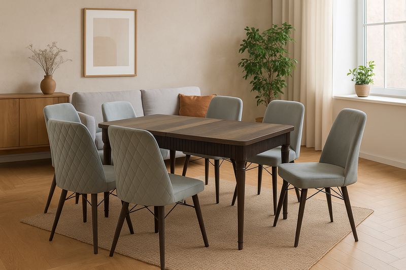 Barok Extendable Wooden Table + 6 Chairs