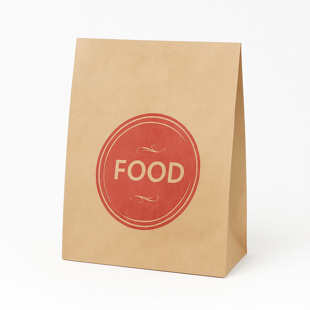 Kraft Food Bag – Red Circle Logo-12pcs