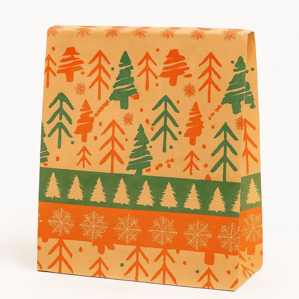 Christmas Kraft Paper Bag – Trees Design -12pcs