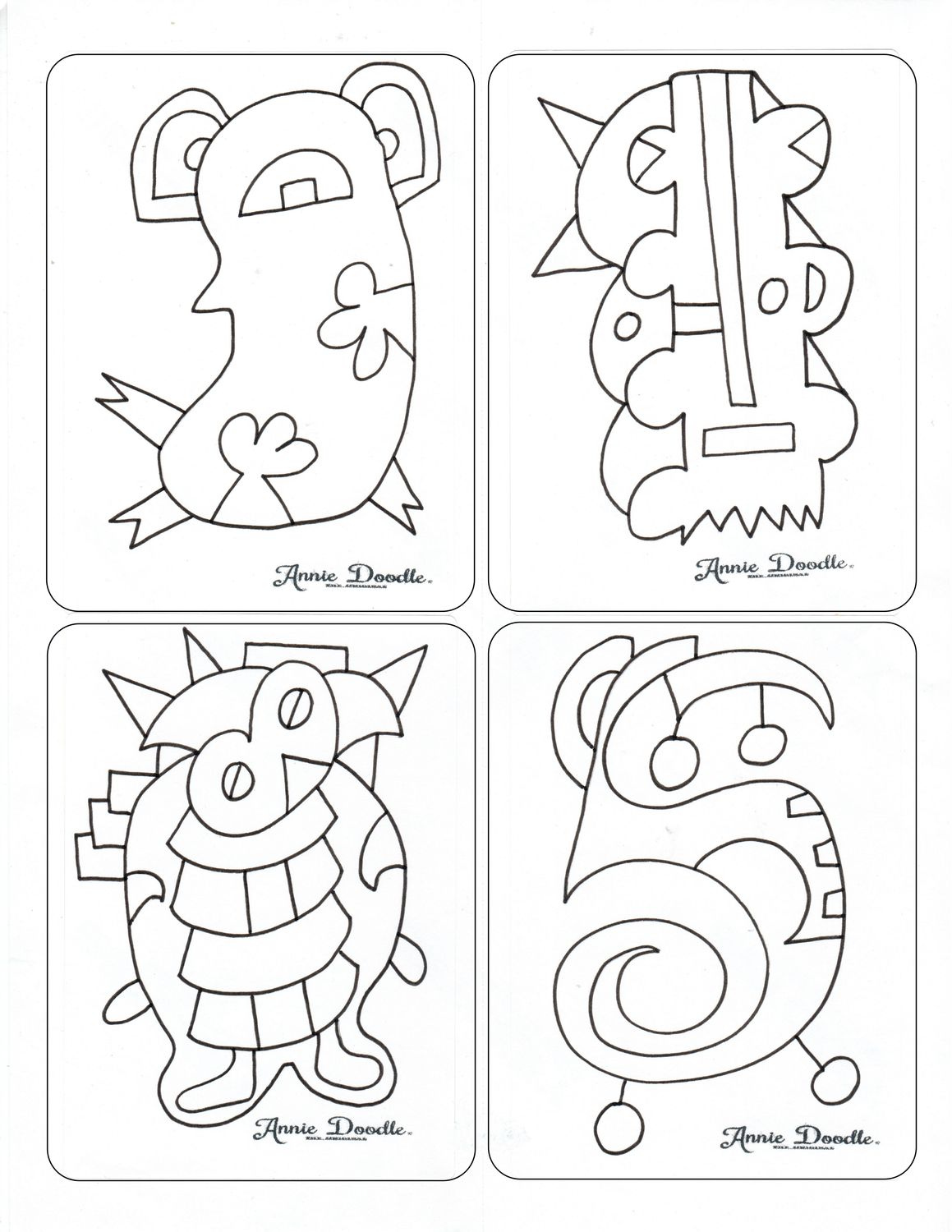 ​Annie Doodle© Color-In Sticker Pack - 40 Stickers