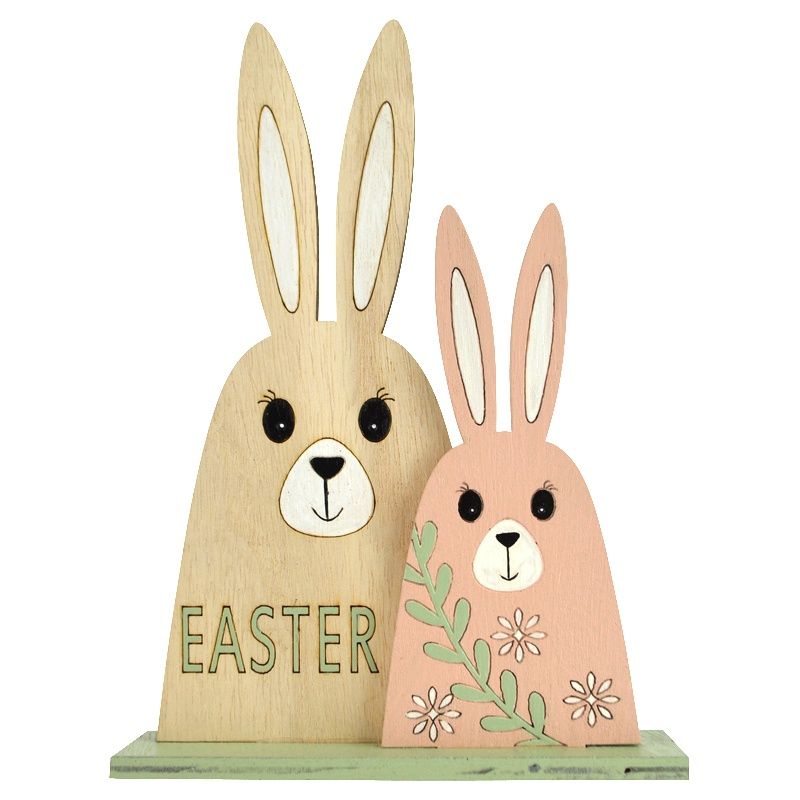 Wooden Bunny Duo