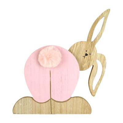 Wooden Bunny Deco -Pink/Natural