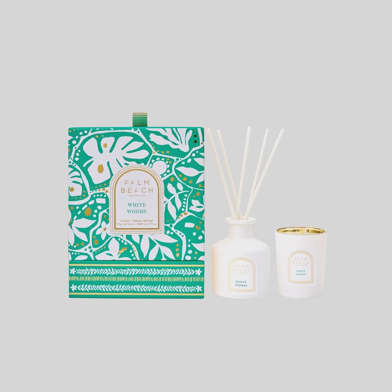 White Woods Mini Candle + Diffuser Set