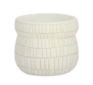 Cinched Cement Pot 19x16cm White