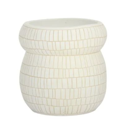 Cinched Cement Pot 25x24cm White