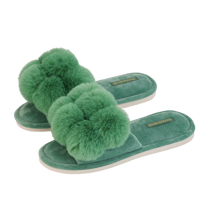 Pom Pom Slippers - Cosy Luxe - Spearmint