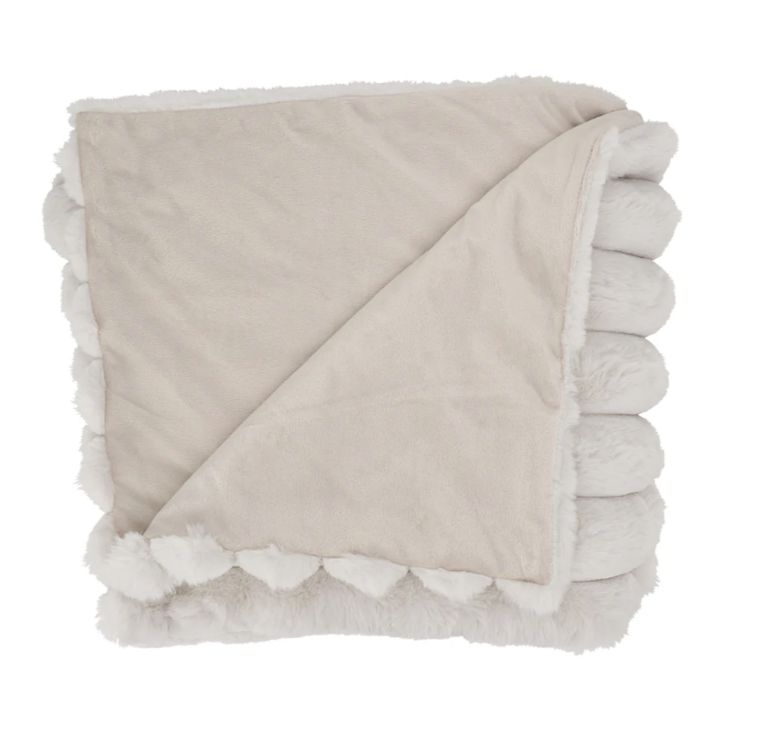 Throw - Ribbed Fur, Colour: Cream