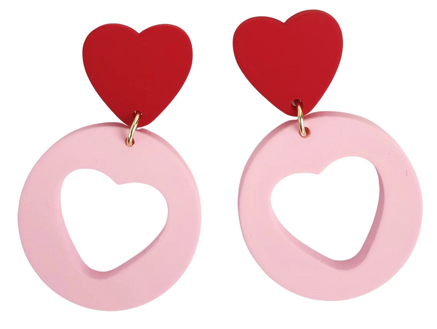 Lexi Cutout Hearts Earrings Pink