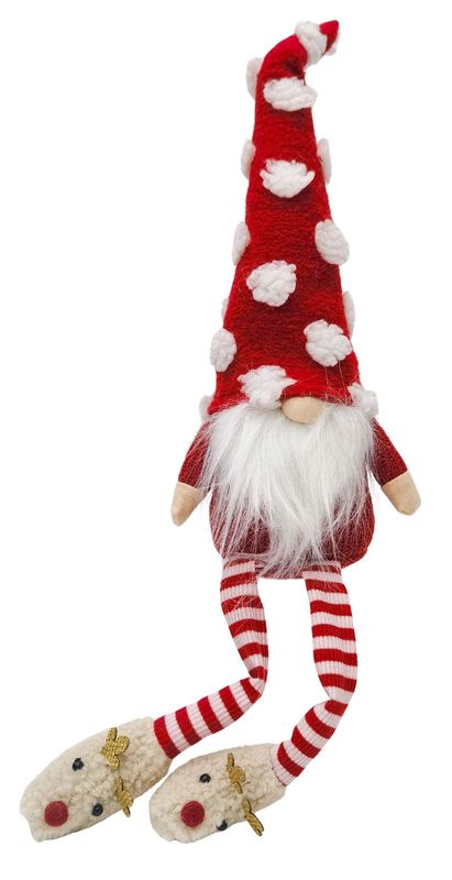 Spotty Tomte Sitting Decoration Red &amp; White 22cm