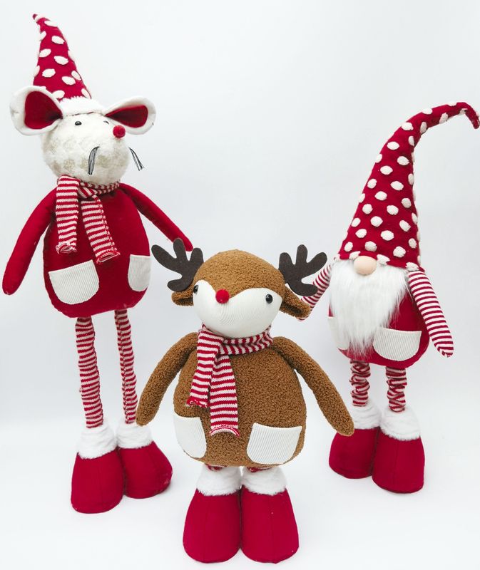 Urban Reindeer with Pockets Standing Decoration 75cm Red/Brown
