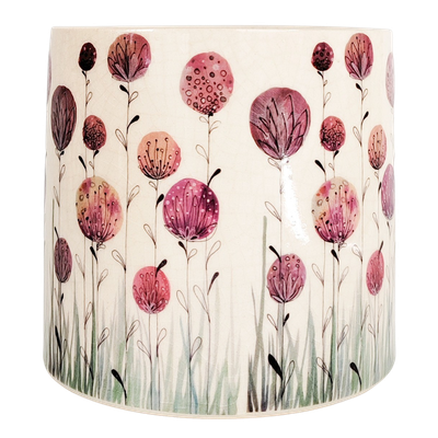 Pink Flower Planter Pink &amp; Natural