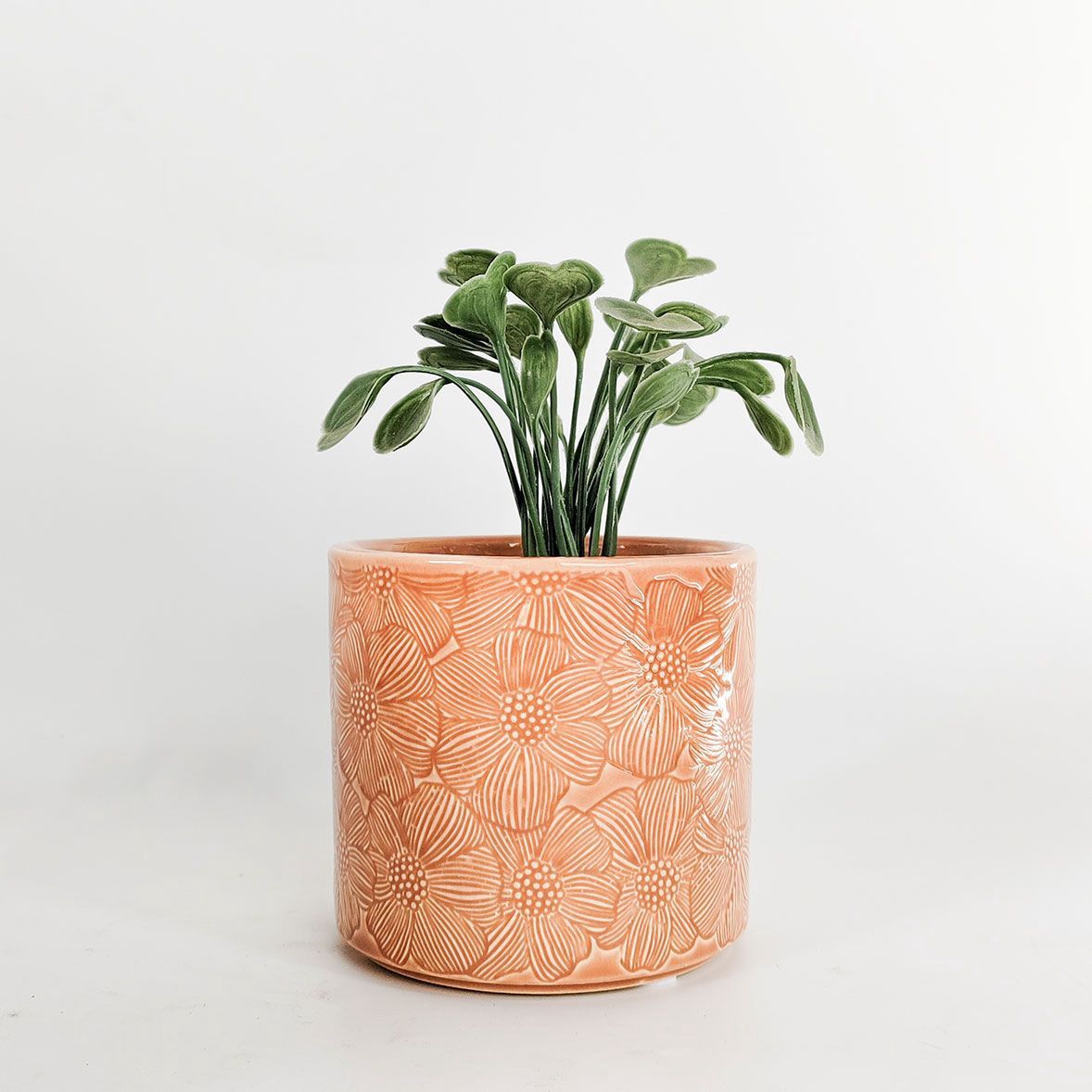 Etched Flower Planter Salmon
