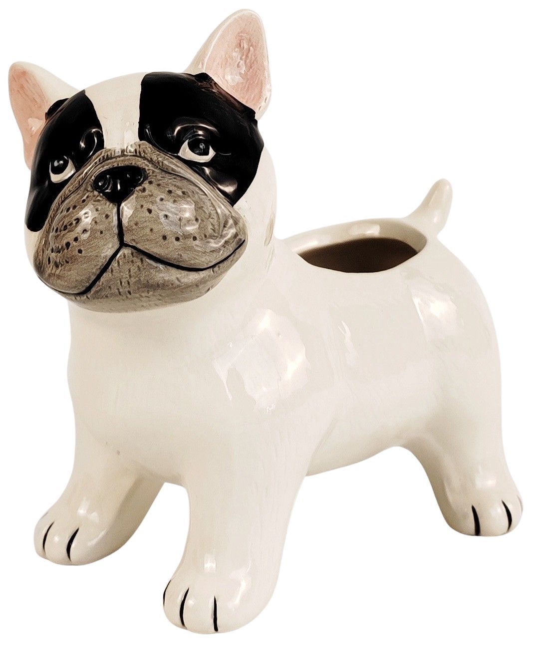 Cute French Bulldog Planter White
