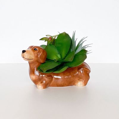 Cute Dachshund Planter Brown 20cm