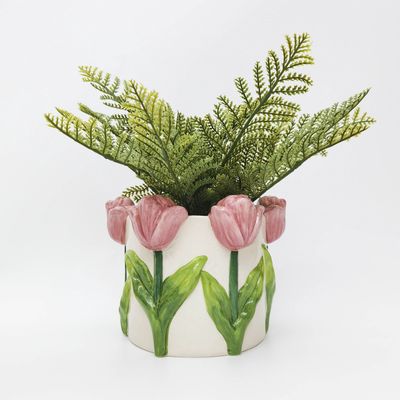 Tulip Planter Pink &amp; White