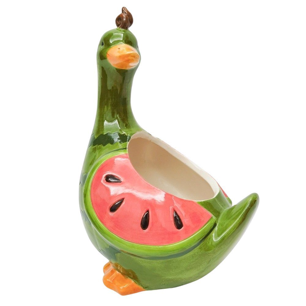 Watermelon Duck Planter Green &amp; Red