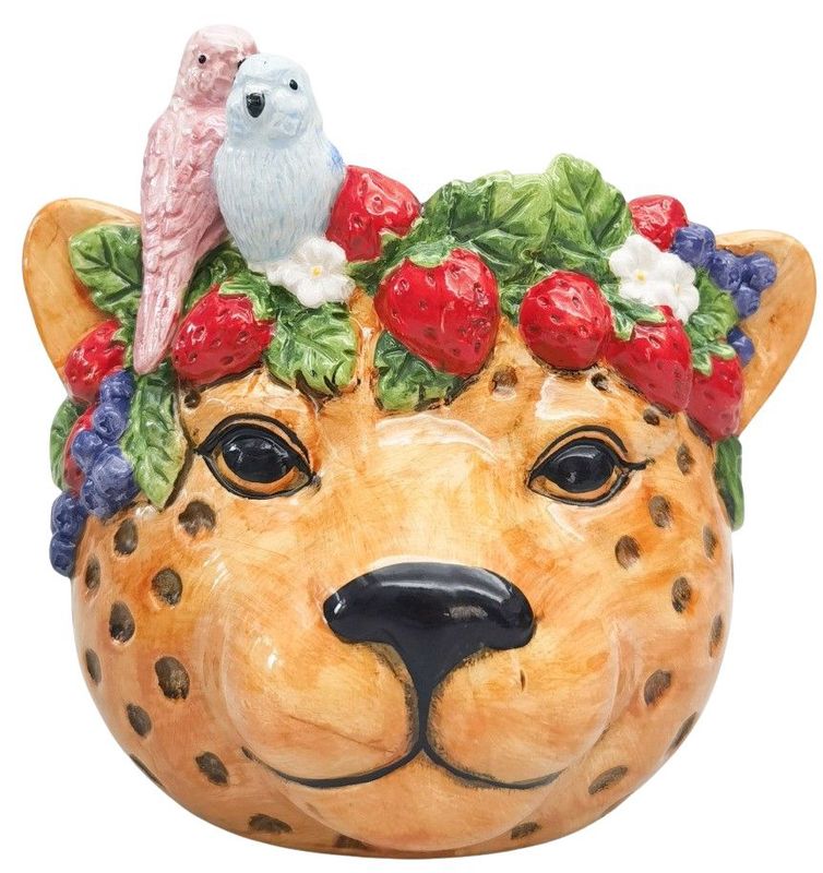 Jungle Cheetah Planter Orange 17cm