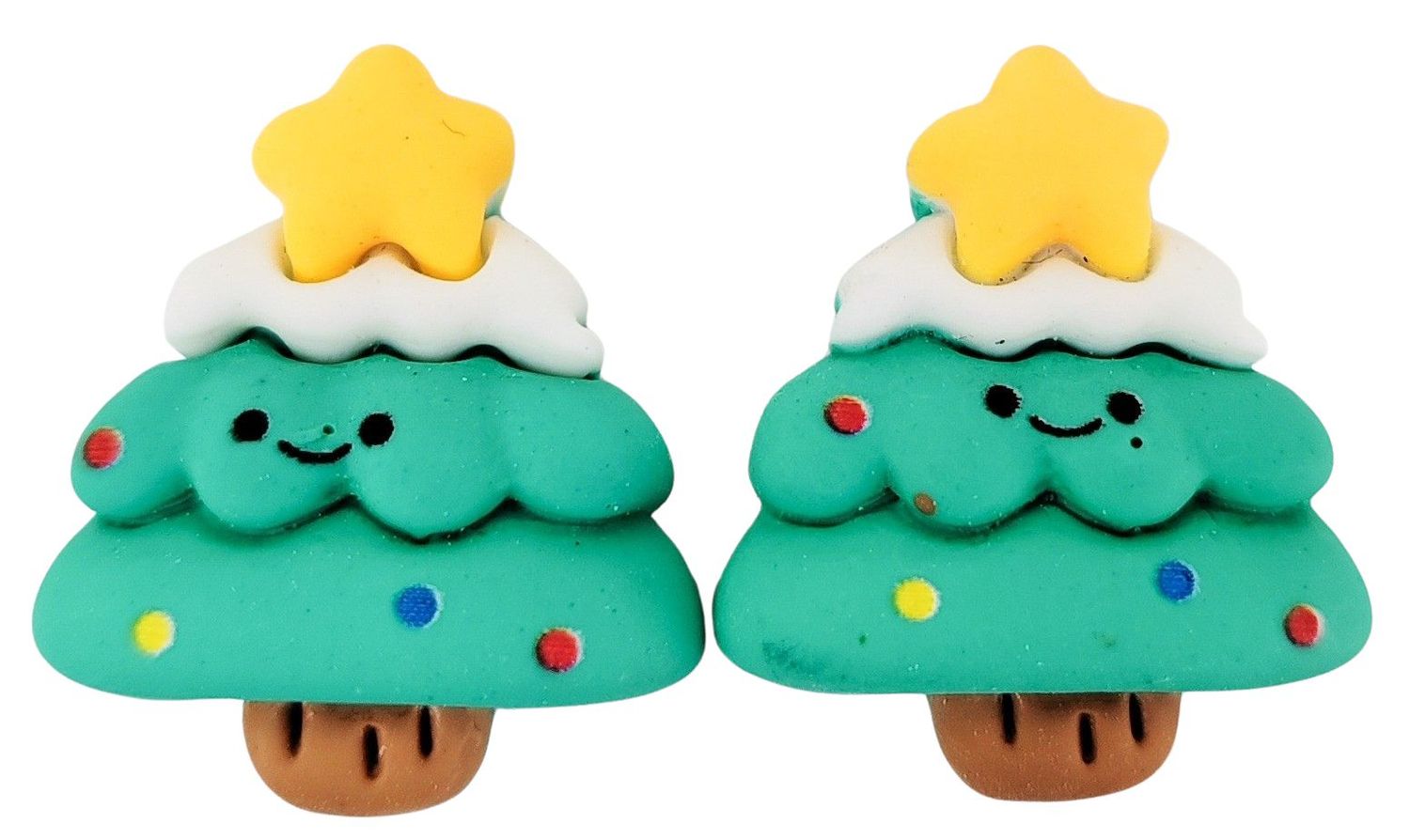 Tree with Star Earrings Green