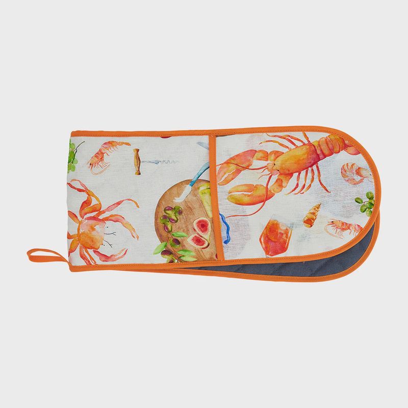 Double Oven Mitt - Linen - Seafood