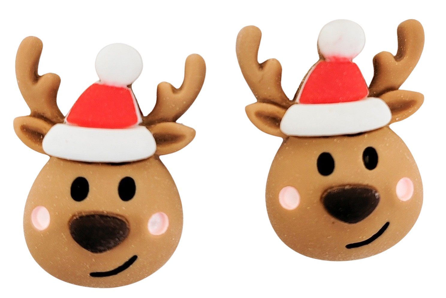 Reindeer with Hat Earrings Brown