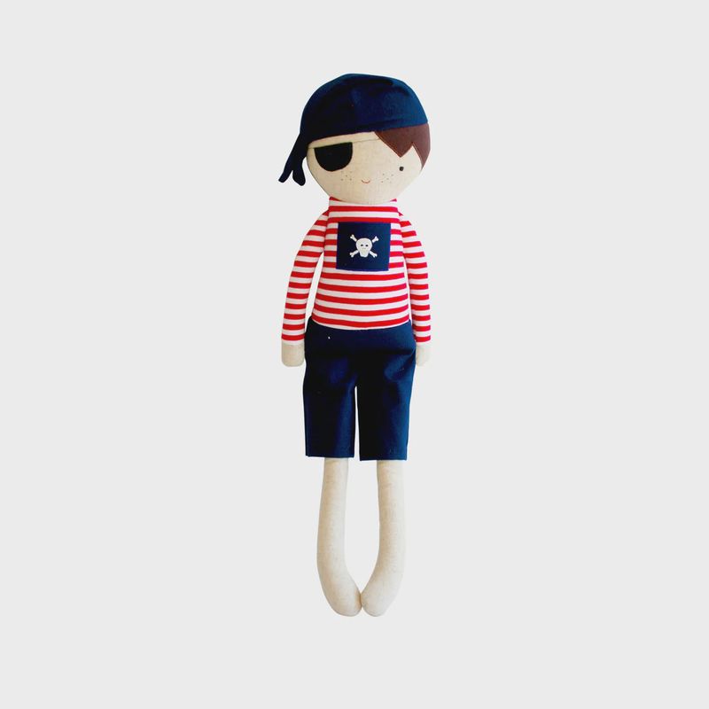 Small Pirate Boy Doll Rattle - 30cm Navy Red