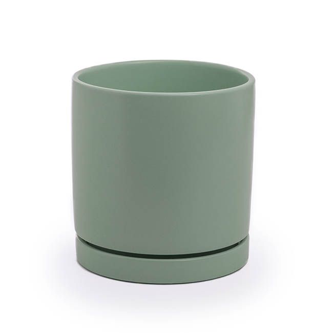 Loreto Plant Pot &amp; Plate - Sea Foam