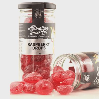 Raspberry Drops Rock Candy - 170g jar