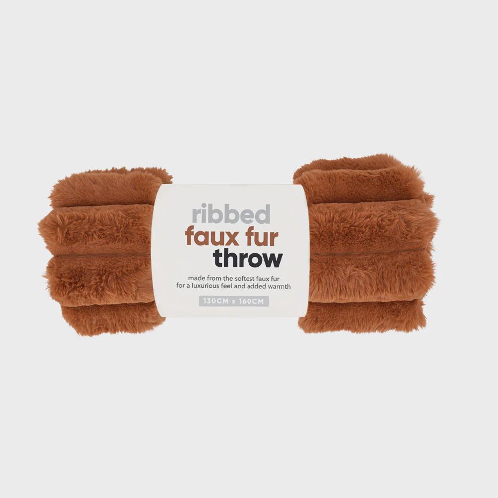Throw - Ribbed Fur, Colour: Toffee
