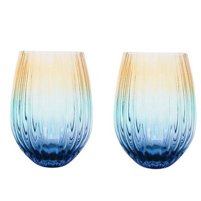 Ellie Ombre Stemless Glass - Amber &amp; Blue